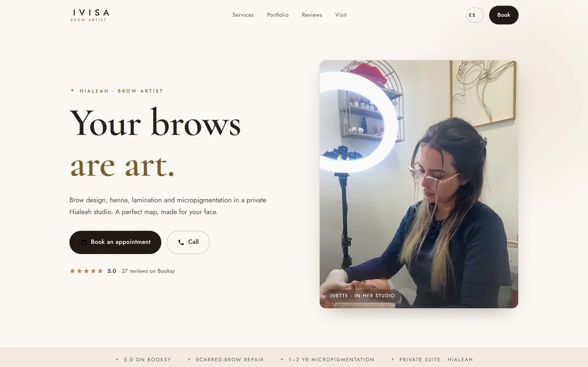Sitio de IVISA Brows en escritorio