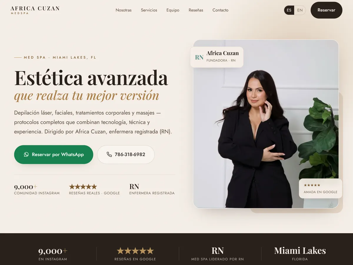 Página de Medspa Africa Cuzan